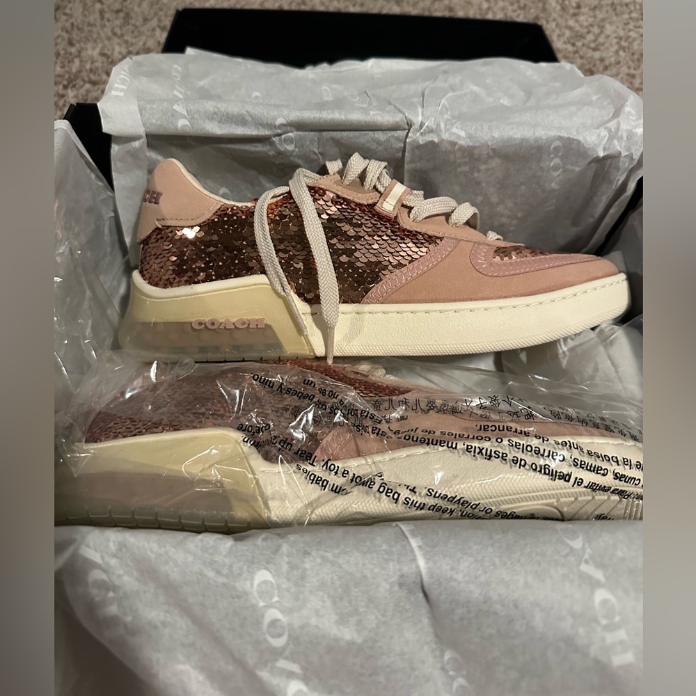 Coach Women's Sequin Sneakers - Rose Gold